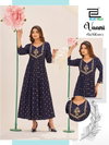 Vaani By Blue Hills Rayon With Foil Printed Anarkali Kurtis Wholesale Market In Surat
